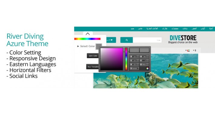 OpenCart 2 Theme River Diving Azure