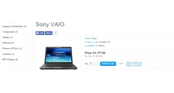 Add Facebook Like & Share on Product