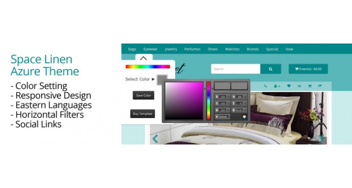 OpenCart 2 Theme Space Linen Azure