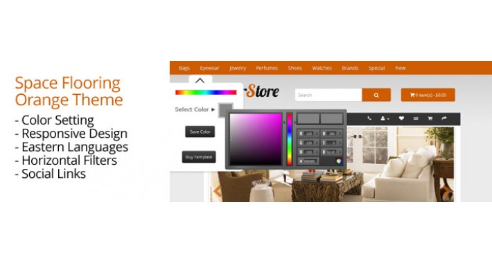 OpenCart 2 Theme Space Flooring Orange