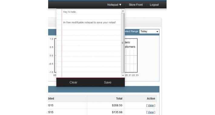 Admin notepad + scroll to top