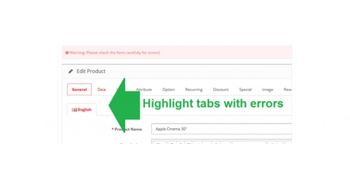 Highlight tabs with errors in admin panel