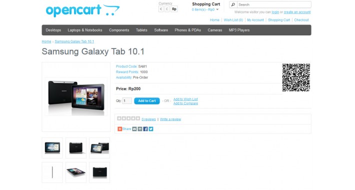 QRcode barcode in Product Page