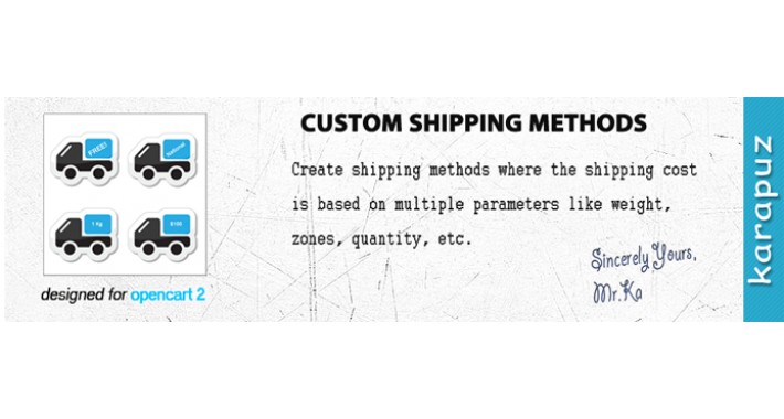 Custom Shipping Methods (for Opencart 2)