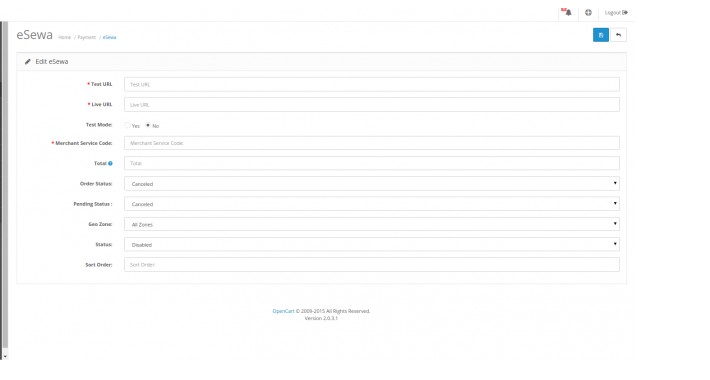 eSewa Payment Module for Opencart 2.0.x-2.1.x