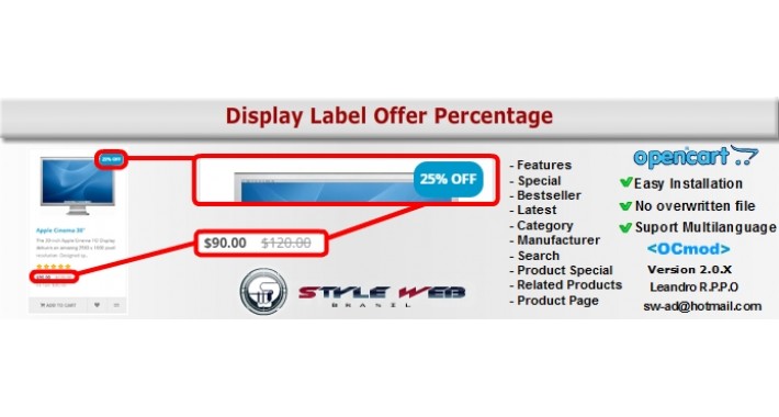 Display Label Offer Percentage