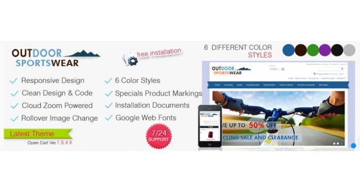 Outdoor Responsive Opencart Theme New 1.5.X and 2.0