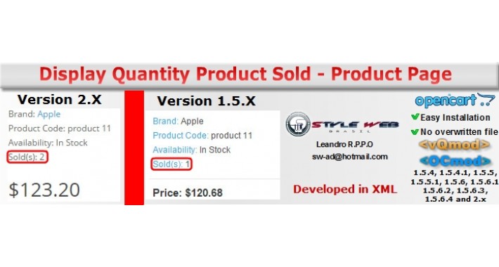Display Quantity Product Sold - Product Page 