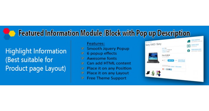 Featured Information Module / Block with Pop up Description