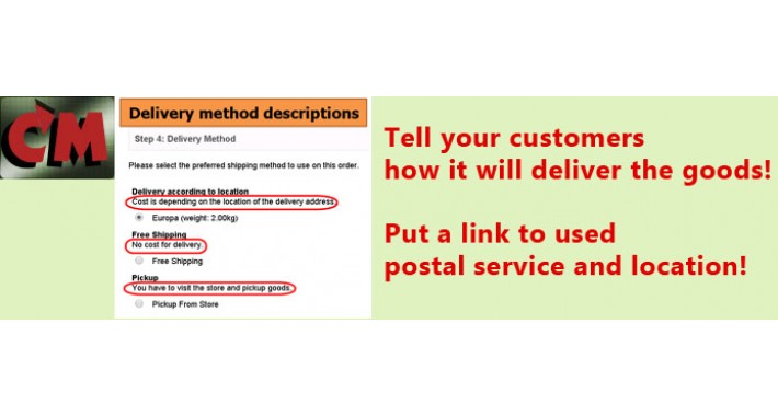 Shipping Delivery method descriptions in Checkout