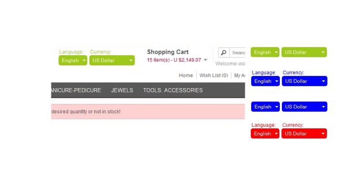 Dropdown Style Language & Currency Dropdown Style Language & Currency