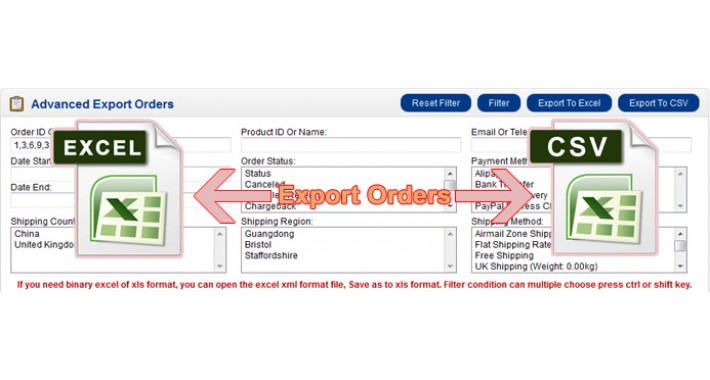 Advanced Export Orders All To Excel OR CSV