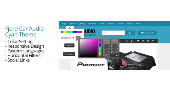 OpenCart 2 Theme Fjord Car Audio Cyan