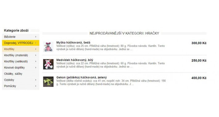 Category Bestseller Top 3 (CZ: Nejprodávanější v kategorii)