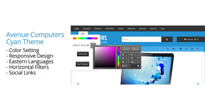 OpenCart 2 Theme Avenue Computers Cyan