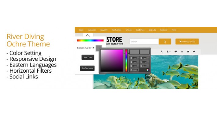 OpenCart 2 Theme River Diving Ochre