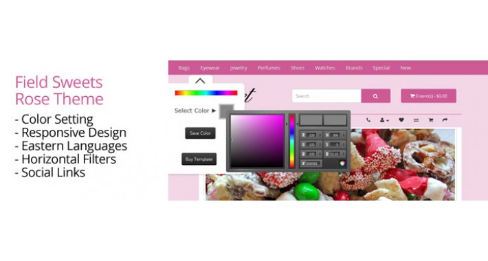 OpenCart 2 Theme Sky Sweet Rose