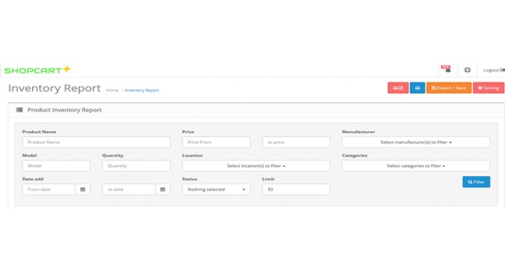 Inventory Report Full (Back end & Front end)