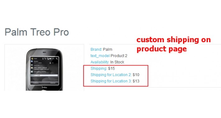 3 Custom Shipping on product page
