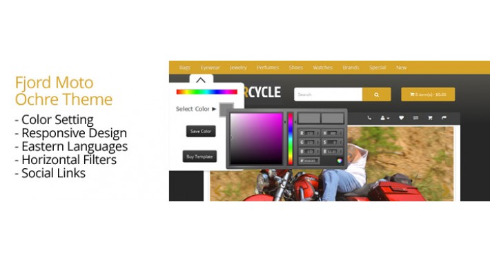 OpenCart 2 Theme Fjord Moto Ochre