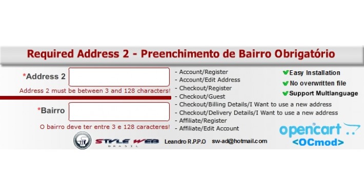 Required Address 2 - Preenchimento Bairro Obrigatório
