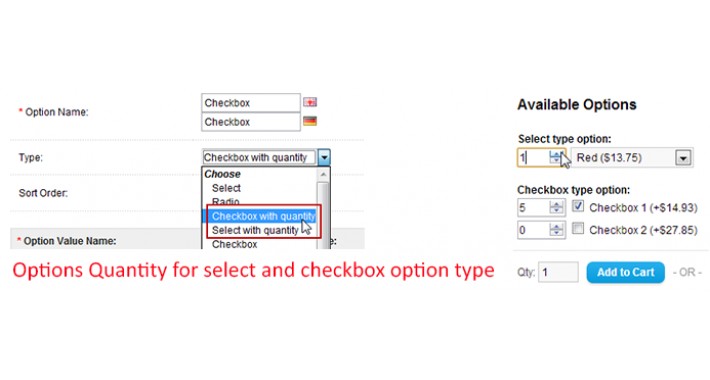 Options Quantity for select and checkbox option type