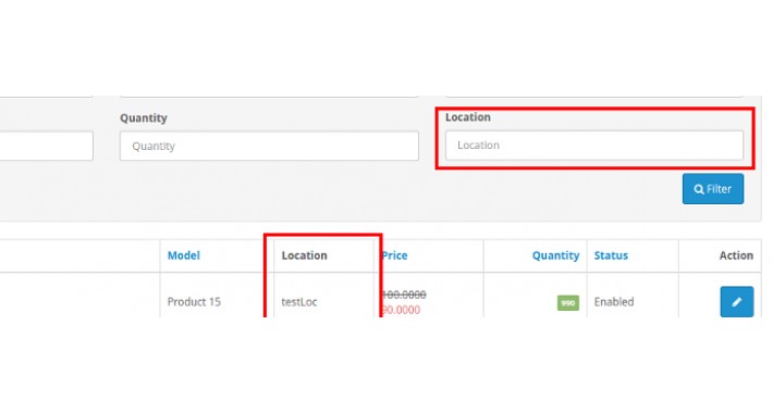 Admin Products Location Filter