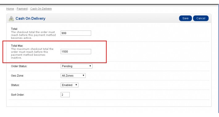 Maximum COD Checkout limiter