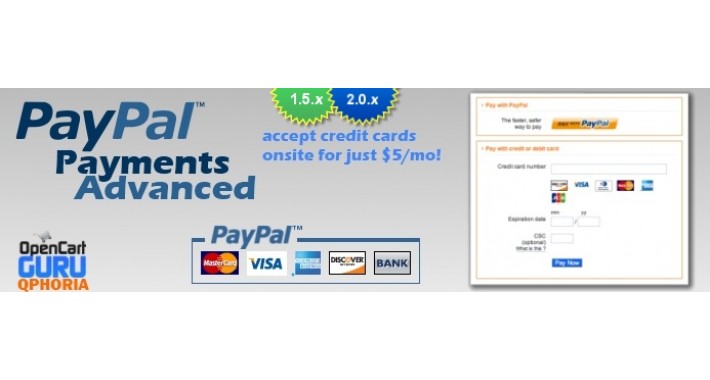 Paypal Advanced (iframe or redirect integration) (1.5/2.x/3.x)