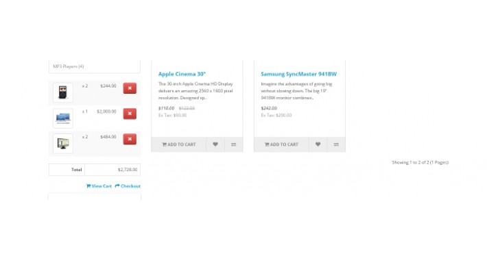 Cart Module For Opencart 2.0