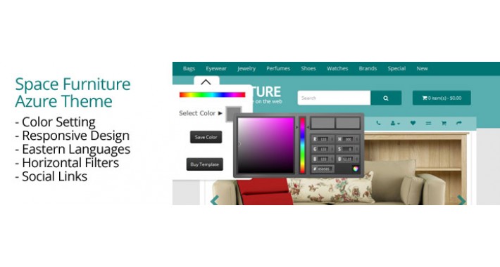 OpenCart 2 Theme Space Furniture Azure