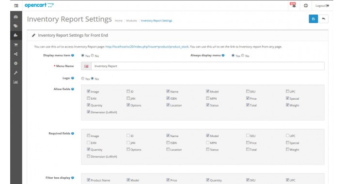 Inventory Report for Front End