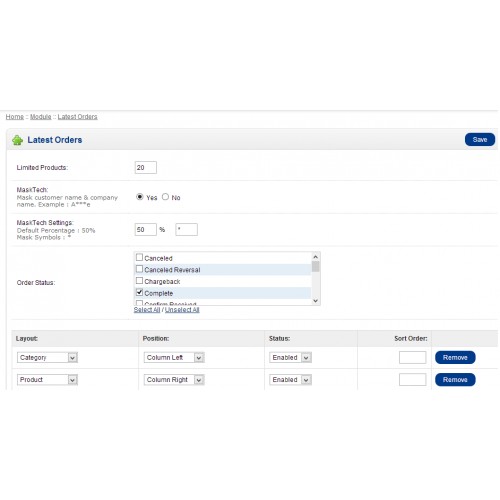 OpenCart Latest Orders