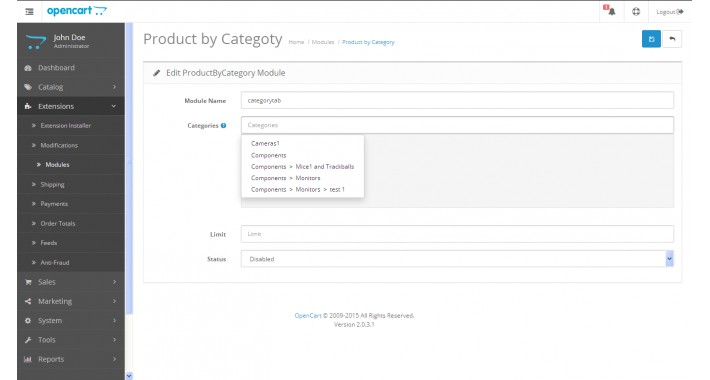 product by category tab with slider