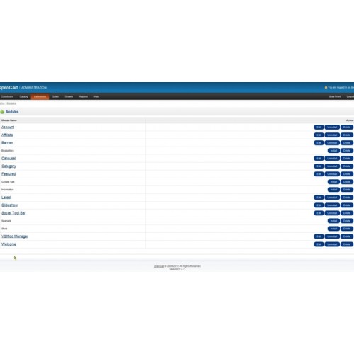 OpenCart - Easy Edit And Delete Modules - VQmod