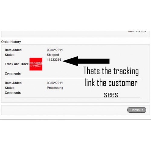 OpenCart Parcel Force Tracking