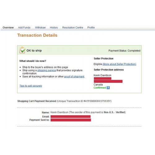 paypal transaction id safe to share