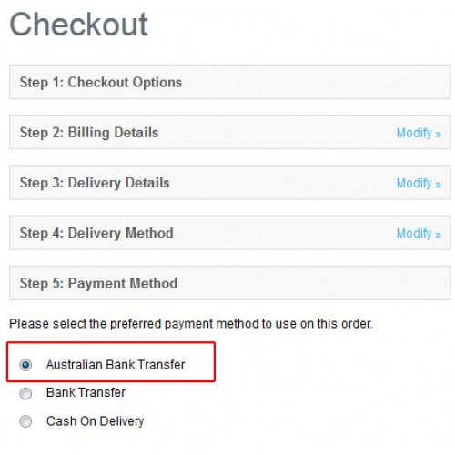 OpenCart - Australian Bank Transfer -with additional payment notification