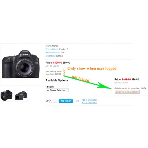 OpenCart Login to see Discount Login Discount