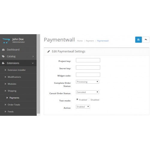 OpenCart - Paymentwall