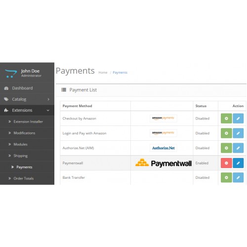 OpenCart - Paymentwall