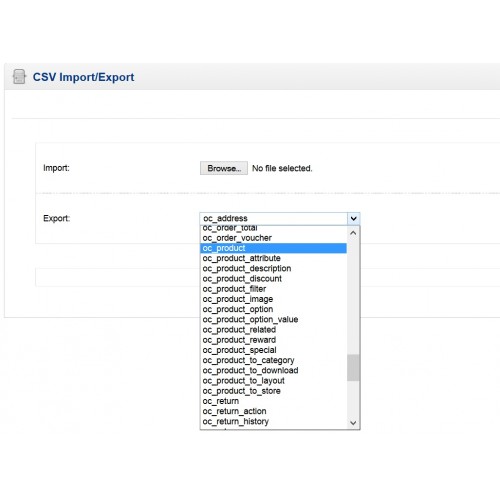 OpenCart - Simple CSV Import / Export, Any Database Table BUNDLE