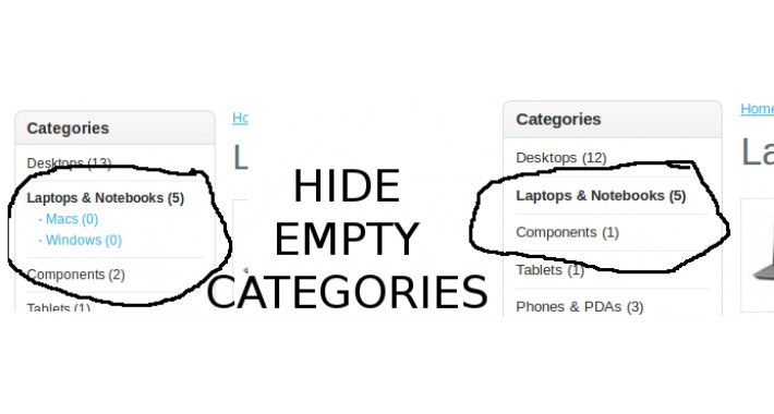 Hide Empty Categories (Multi-store enabled) (vqmod and ocmod)