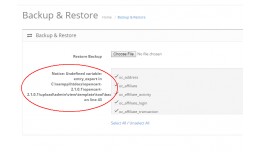 Backup/Restore Page Error Fix OpenCart 2.1.0.1/2..