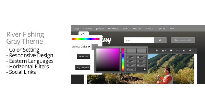 OpenCart 2 Theme River Fishing Gray