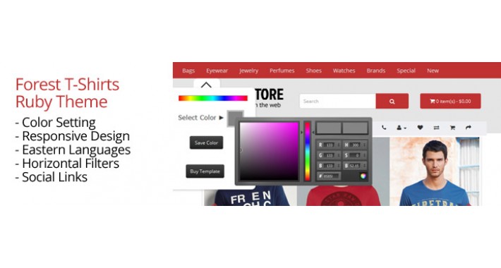 OpenCart 2 Theme Forest T-shirts Ruby