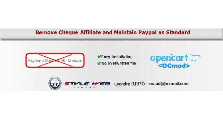 Remove Cheque Affiliate and Maintain Paypal as Standard 