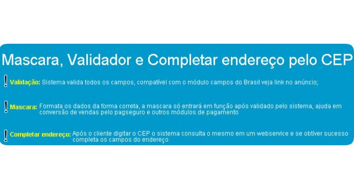 Mascara, Validador e Completar endereço pelo CEP