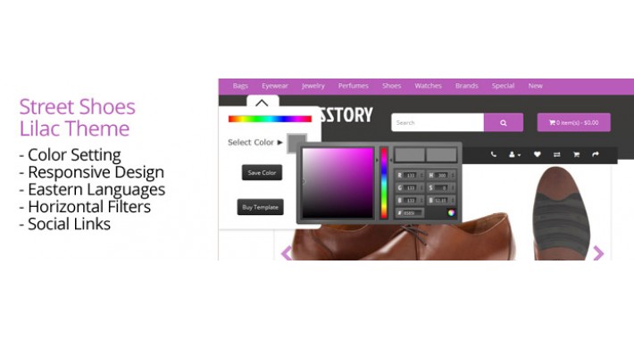 OpenCart 2 Theme Street Shoes Lilac