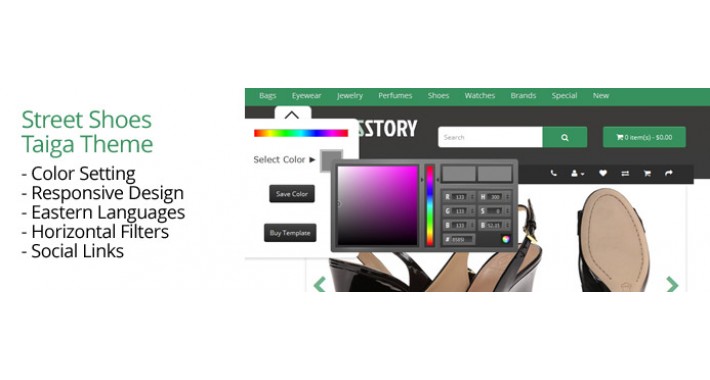 OpenCart 2 Theme Street Shoes Taiga
